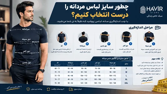چطور سایز لباس مردانه را درست انتخاب کنیم؟ راهنمای اندازه‌گیری