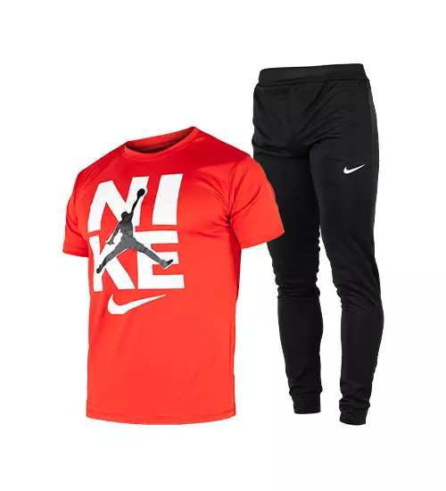 44178  ست تیشرت و شلوار مردانه آستین کوتاه Nike ساده یقه گرد