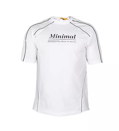47608  تیشرت یقه گرد مردانه سفید نخ پنبه طرح دار