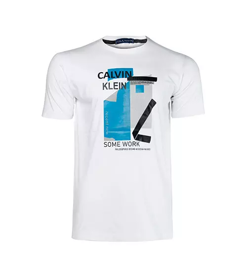 45196  تیشرت Calvin Klein یقه گرد مردانه سفید طرح دار