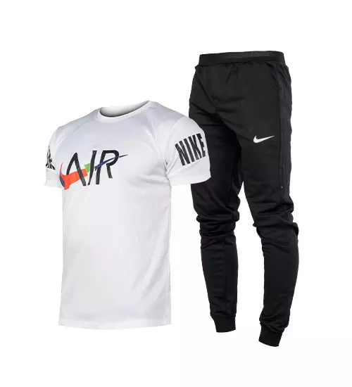 44498  ست تیشرت و شلوار مردانه آستین کوتاه Nike ساده یقه گرد