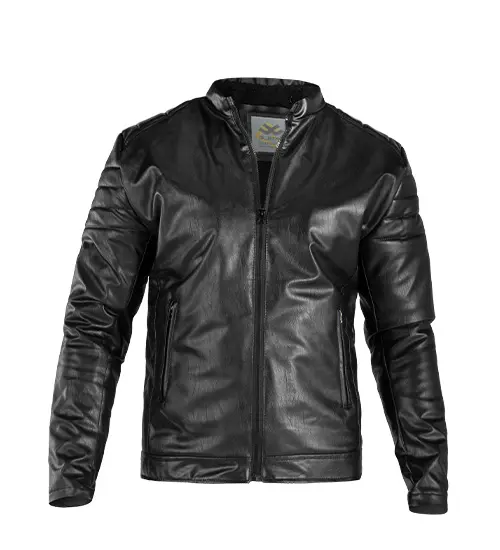 49130  کاپشن اسپرت چرم مصنوعی مردانه مشکی