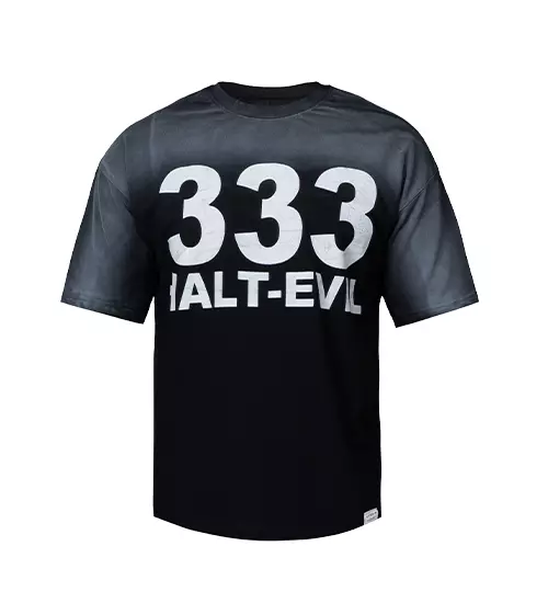 47964  تیشرت یقه گرد مردانه لش مشکی دو نخ پنبه طرح دار