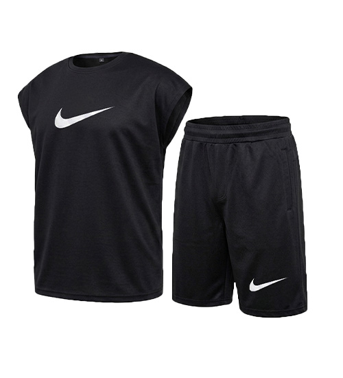 50426  ست وست و شلوارک مردانه باکسی طرح دار اسپان مشکی Nike