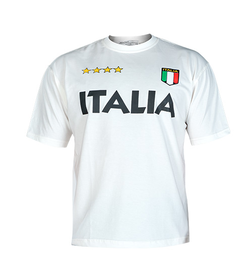 47934  تیشرت Italia یقه گرد مردانه سفید طرح دار