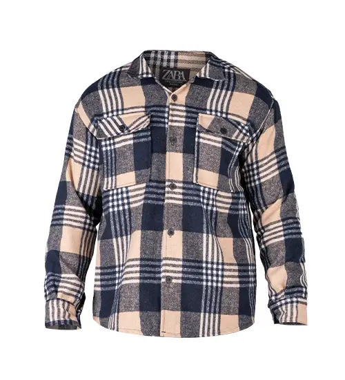 49344  پیراهن اسپرت پشمی مردانه آستین بلند چهارخانه