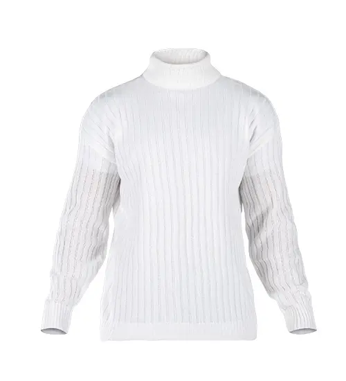 48853  بافت مردانه یقه اسکی سفید فری سایز راه راه