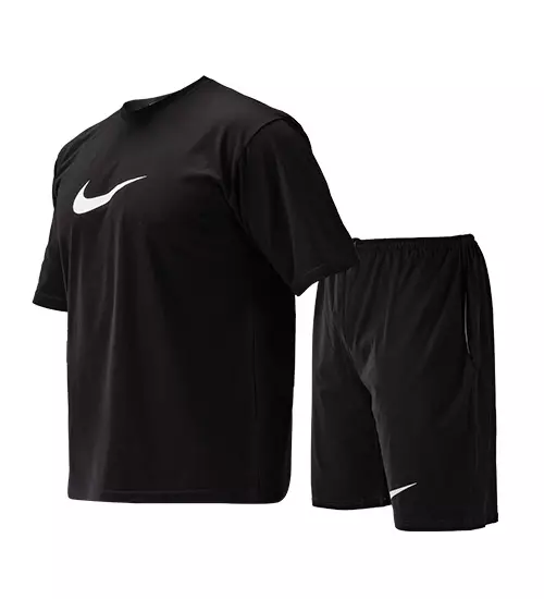 47714  ست تیشرت و شلوارک مردانه طرح دار Nike یقه گرد مشکی