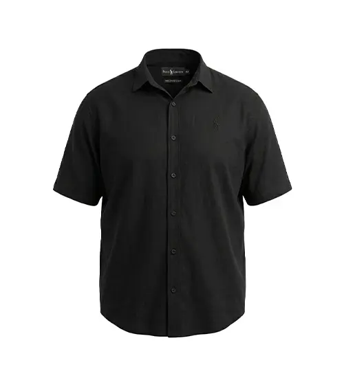 50473  پیراهن نخ پنبه مردانه آستین کوتاه ساده مشکی Polo