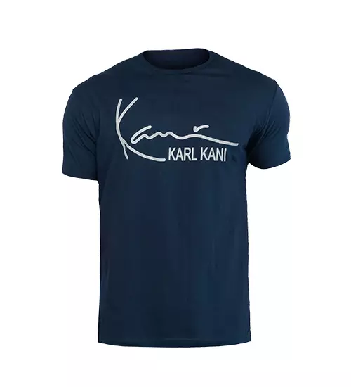 44607  تیشرت Karl Kani یقه گرد مردانه سرمه ای ساده