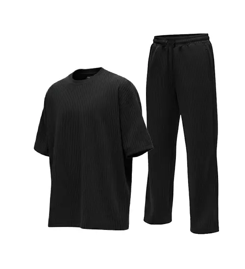 49390  ست مردانه تیشرت و شلوار مشکی پارچه کبریتی