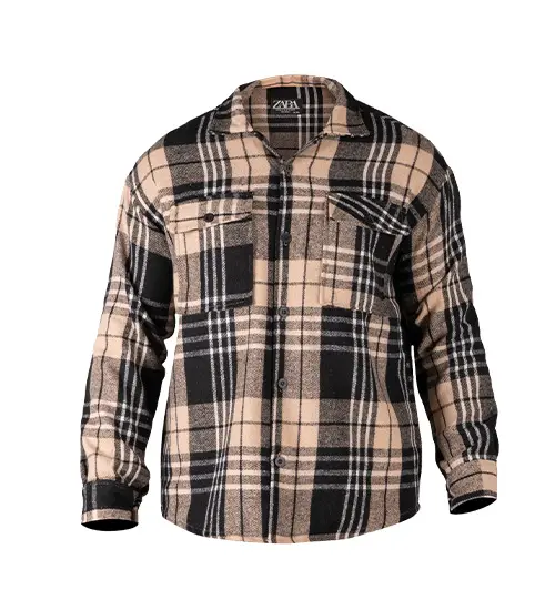 49342  پیراهن اسپرت پشمی مردانه آستین بلند چهارخانه