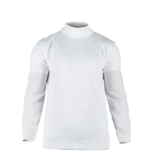 49124  بافت مردانه یقه اسکی سفید فری سایز ساده