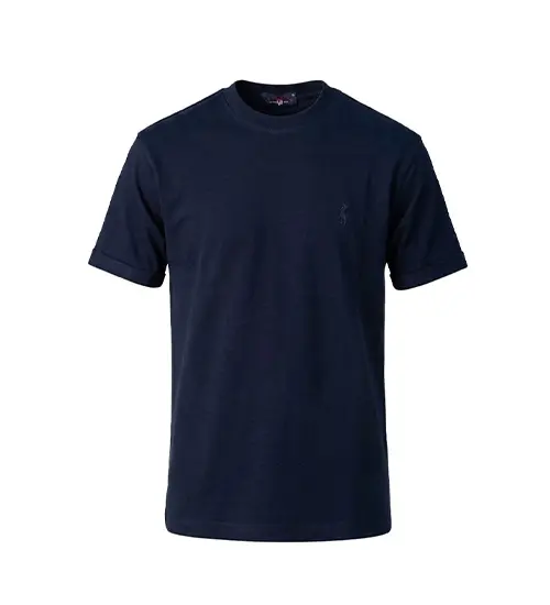 50485  تیشرت Polo یقه گرد مردانه نرمال نخ پنبه سرمه ای
