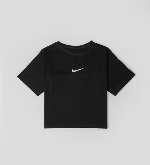 45649  کراپ Nike یقه گرد زنانه مشکی فری سایز ساده