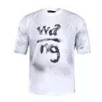 48075 تیشرت یقه گرد مردانه باکسی سفید نخ پنبه طرح دار