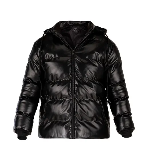 49355  کاپشن اسپرت چرم مصنوعی مردانه بادی مشکی