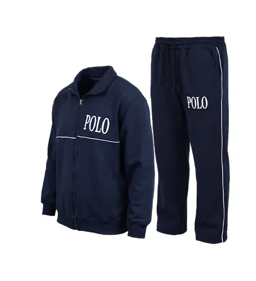 51631  ست سویشرت و شلوار مردانه باکسی طرح دار اسپان سرمه ای Polo