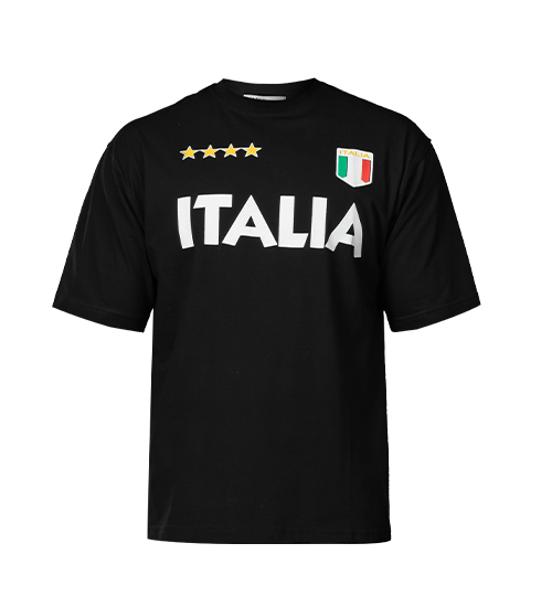 47933  تیشرت Italia یقه گرد مردانه مشکی طرح دار