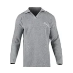 48850 بافت مردانه یقه دار طوسی فری سایز راه راه