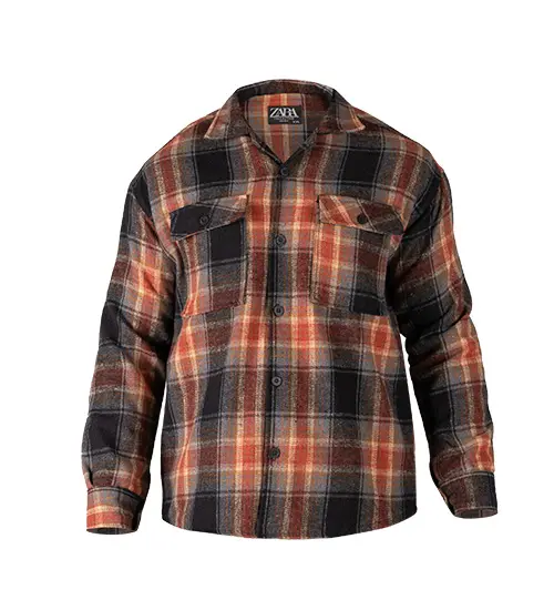 49341  پیراهن اسپرت پشمی مردانه آستین بلند چهارخانه