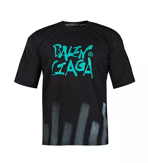 48025  تیشرت Balenciaga یقه گرد مردانه لش مشکی نخ پنبه طرح دار