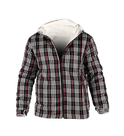 49008  سویشرت پشمی مردانه چهار خونه کلاه دار