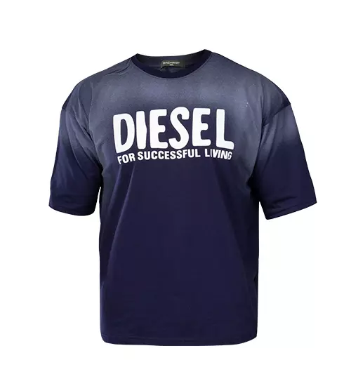 47616  تیشرت Diesel یقه گرد مردانه سرمه ای ابر و بادی