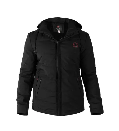 49284  کاپشن برزنتی مردانه کلاه دار مشکی ضد آب