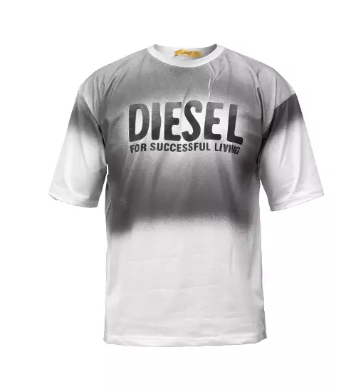 47614  تیشرت Diesel یقه گرد مردانه سفید ابر و بادی