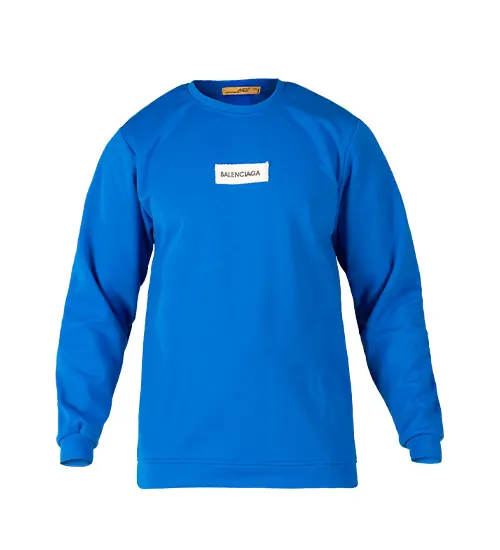 48998  بلوز یقه گرد مردانه نرمال طرح دار اسپان آبی Balenciaga