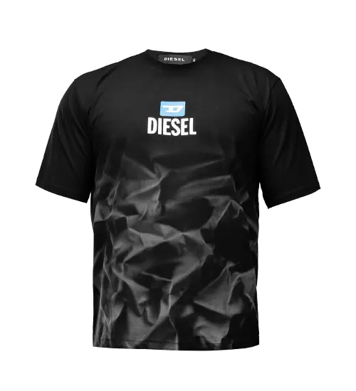 48233  تیشرت لش Diesel یقه گرد مردانه مشکی نخ پنبه طرح دار