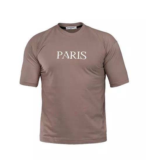 47519  تیشرت Paris باکسی مچینست ماکان یقه گرد مردانه طرح دار