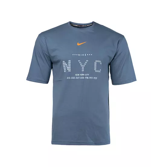 45216  تیشرت Nike یقه گرد مردانه طوسی پنبه طرح دار