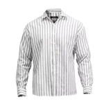 48388 پیراهن اسپرت نخ پنبه مردانه آستین بلند راه راه