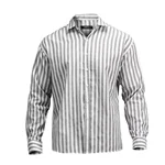 48387 پیراهن اسپرت نخ پنبه مردانه آستین بلند راه راه