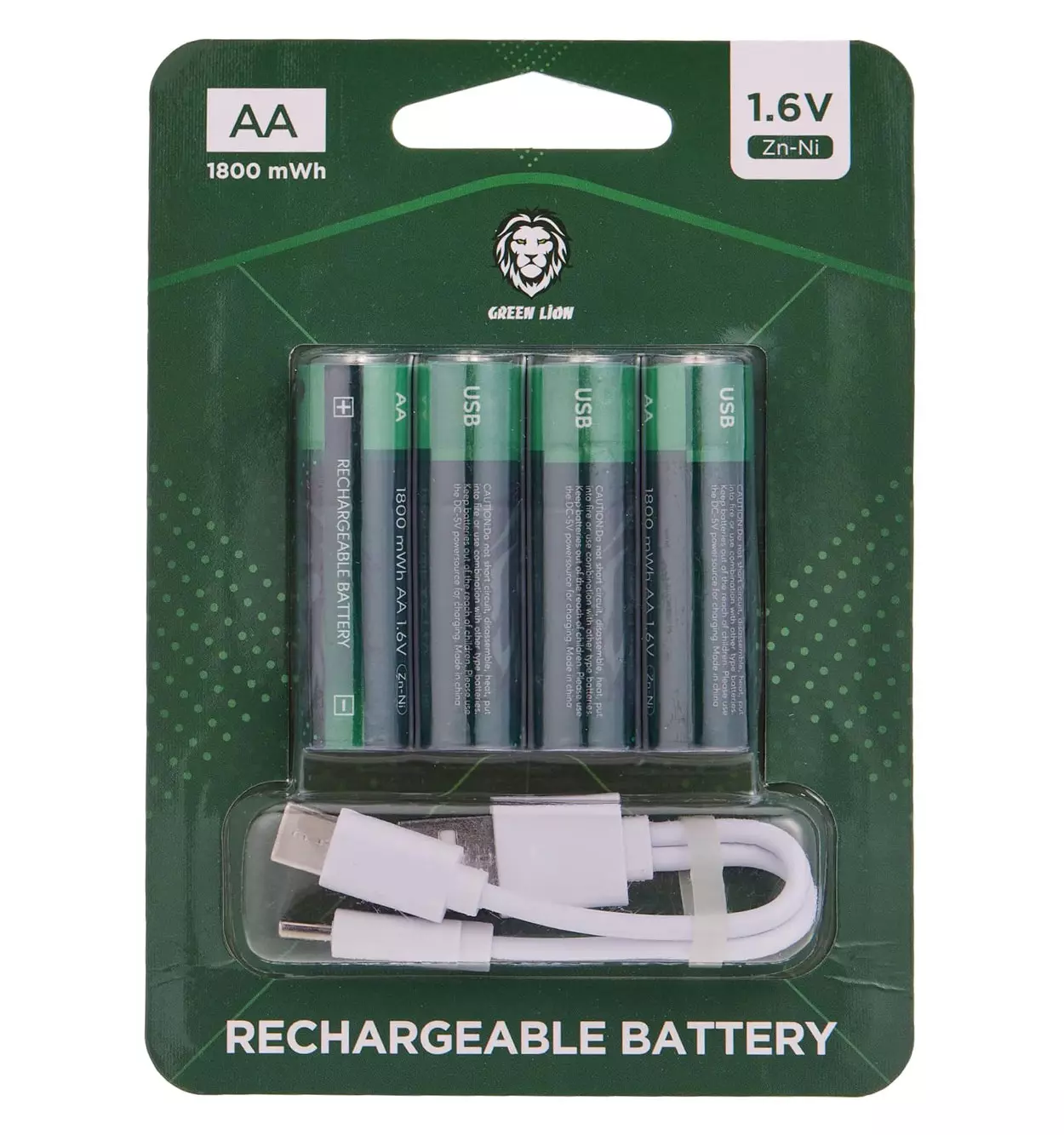 47225  باتری نیم قلمی گرین لاین قابل شارژ Green Lion Rechargeable Battery AAA