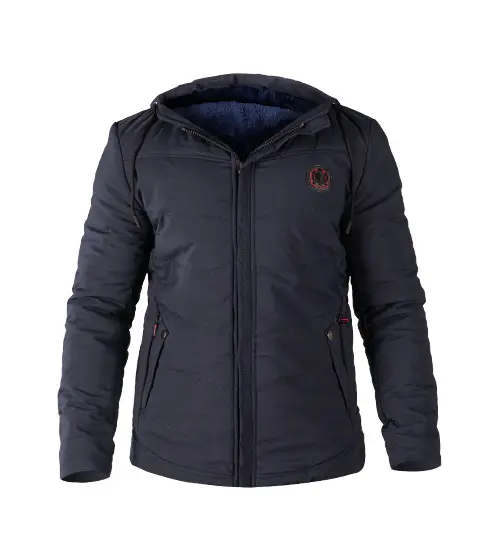 49285  کاپشن برزنتی مردانه کلاه دار سرمه ای ضد آب