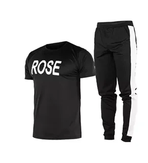 44499  ست تیشرت و شلوار مردانه آستین کوتاه مشکی Nike ساده یقه گرد